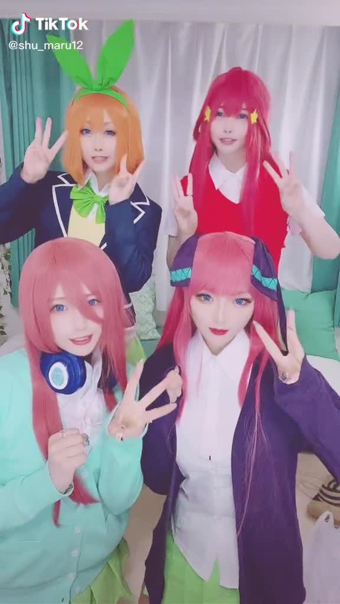 サイズ異なります。(何とは言わん🤤www) #内カメ反転 #五等分の花嫁 #コスプレ配信 『五月(@talka_17 )』『四葉(@yun.69 )』『二乃(@__mochimugi )』