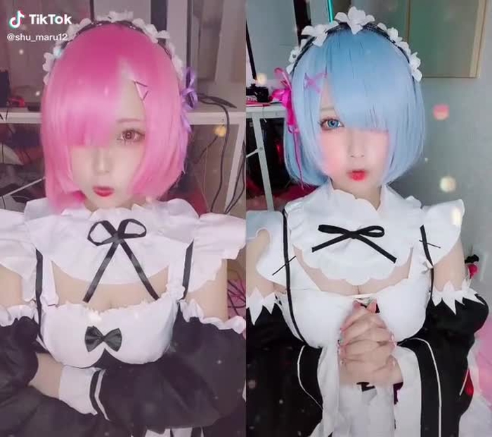 @shu_maru12 と一緒に#デュエット 一人二役( ・´ー・`) #内カメ反転 #レム #ラム #リゼロコスプレ #レムコスプレ #ラムコスプレ