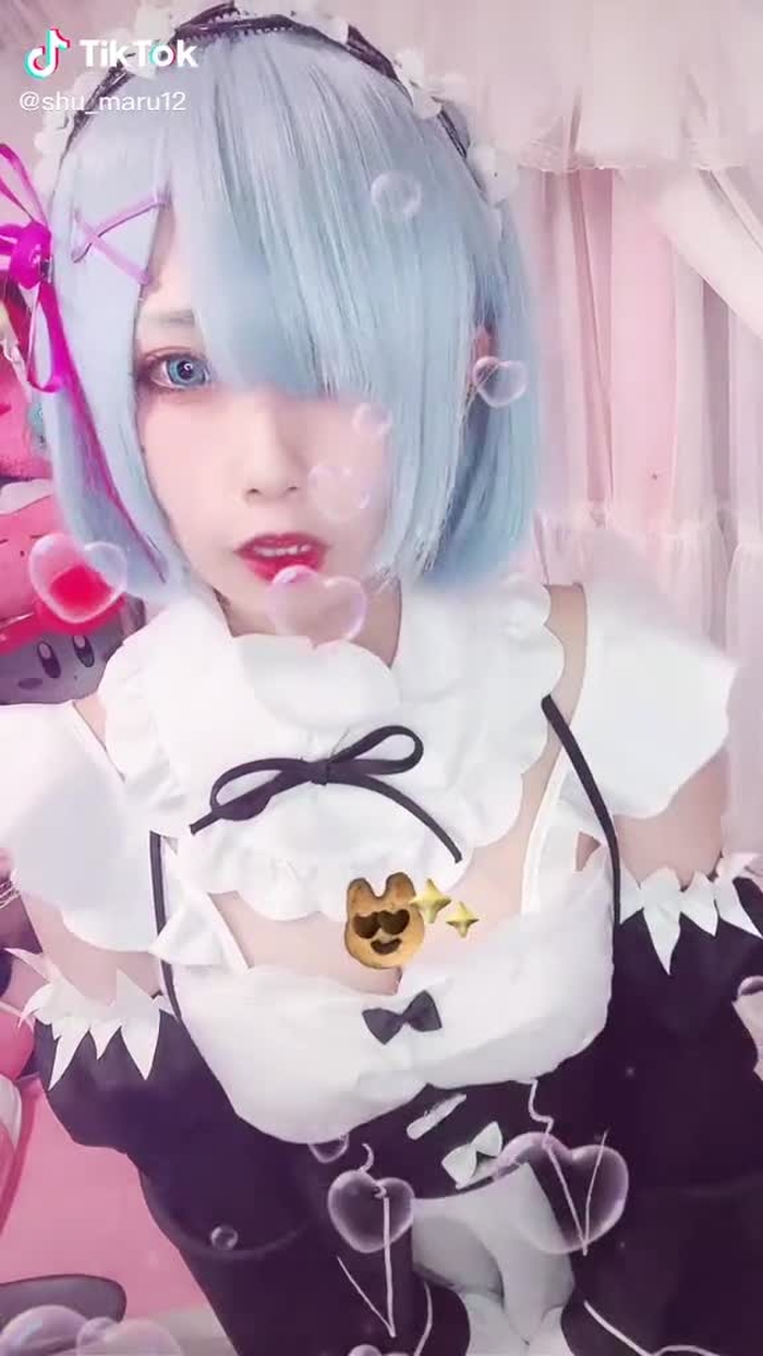 100kフォローありがとうございます(༎ຶ⌑༎ຶ)💕推しマ入れてくれてる人も何人かいて嬉しい🥲 #溜め録り #レム #レムコス #内カメ反転