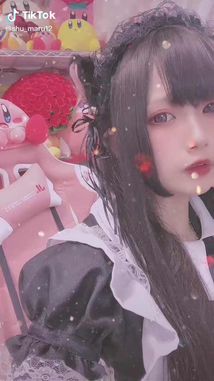 朝配信ありがとﾆｬｯ(ฅ•ω•ฅ)♡ #黒髪ロング #メイド服 #コスプレ #猫耳 #イチナナライバー
