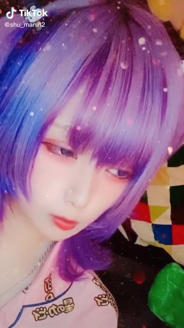 近いでしゅね(*´ω｀*) #顔だけどあっぷ #派手髪 #ハーフツイン #紫カラー #おすすめ