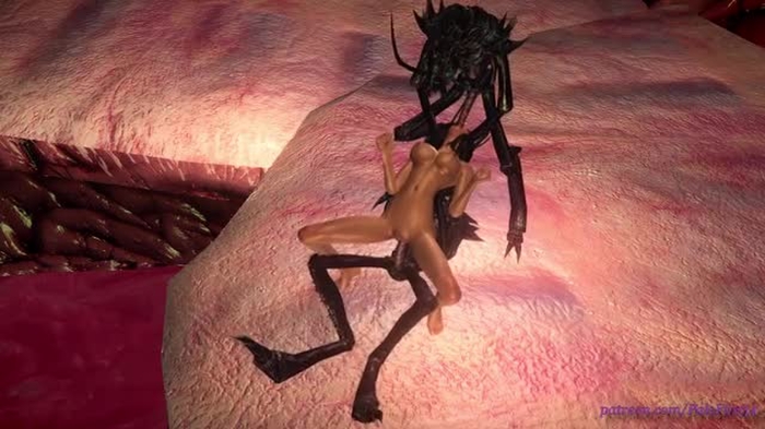 Alien ants laying 'something' inside her...