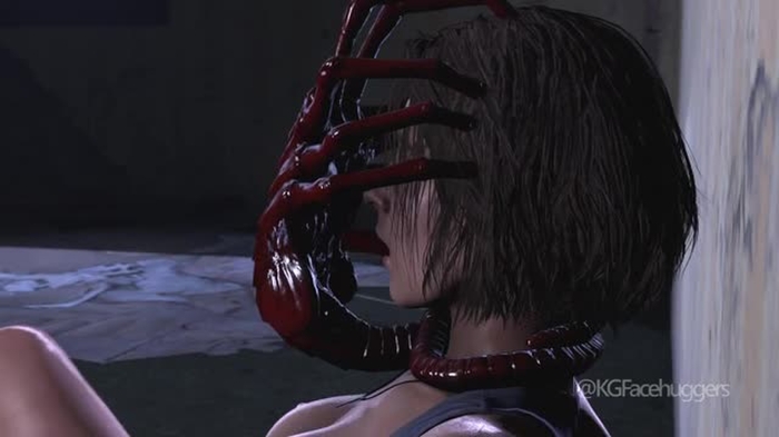 Jill Double-teamed by Facehuggers