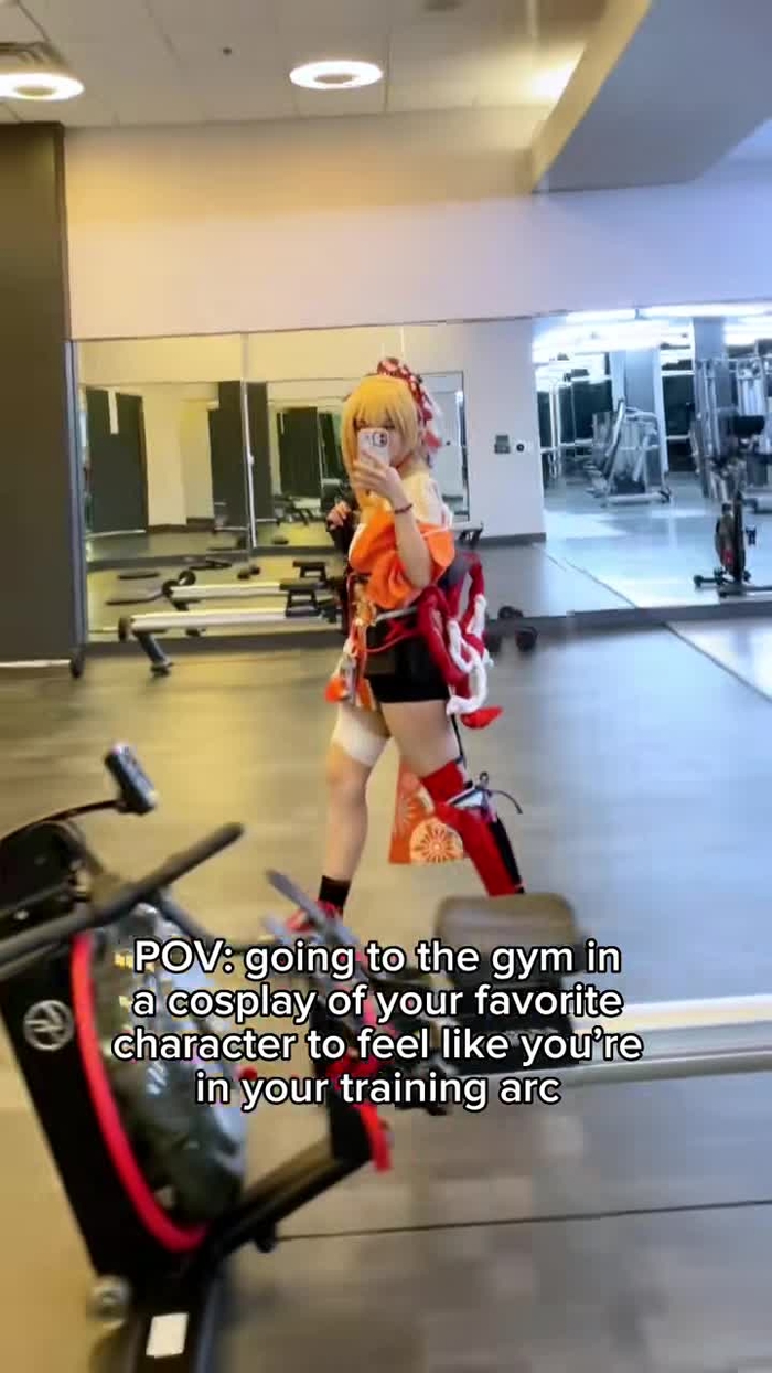 Would you go to the gym in cosplay? #yoimiya #yoimiyagenshinimpact #yo...