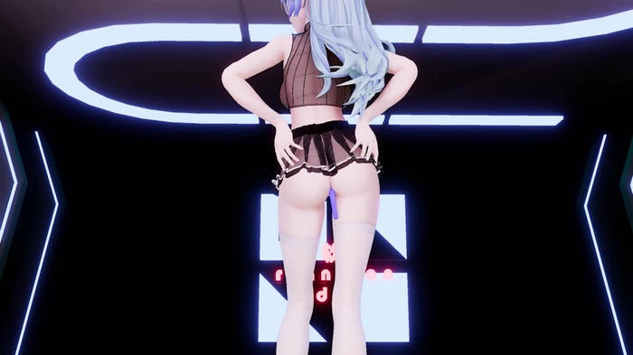 【MMD-R18】半透超短裙白丝初音 27