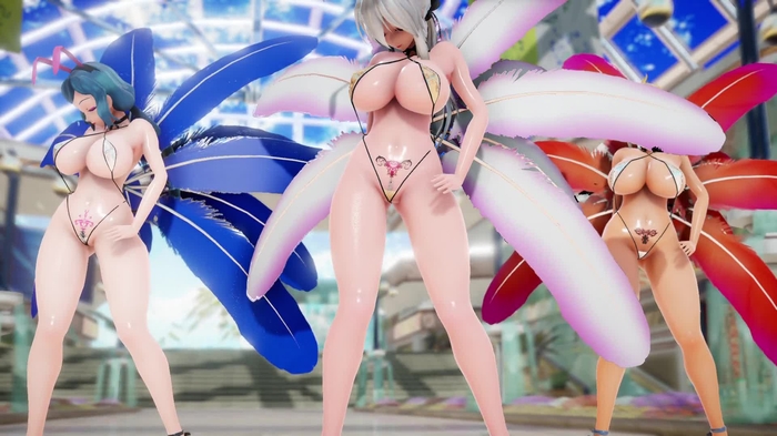 [MMD]ハク、リン子さん、フミナ先輩で「サンバDEわっしょい！」[R-18]